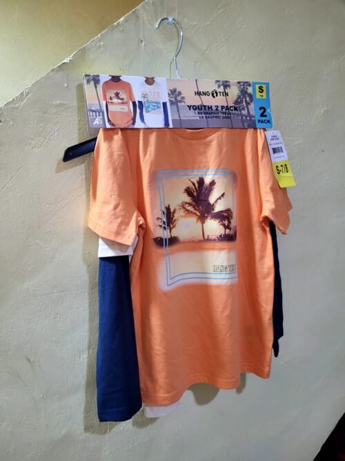 PLAYERA 2 PIEZAS PARA NIÑOS Y NIÑAS HANG TEN (TALLA 7-8)