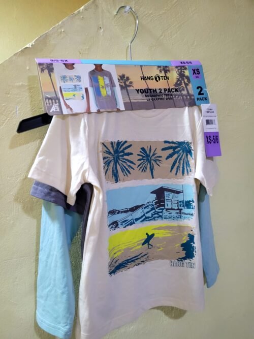 PLAYERA 2 PIEZAS PARA NIÑOS Y NIÑAS HANG TEN (TALLA 5-6)