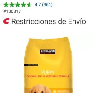 ALIMENTO PARA CACHORRO POLLO/ARROZ 9.07 KG KIRKLAND SIGNATURE
