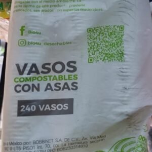 VASOS COMPOSTABLES CON ASA 220 APROX  BIO4U